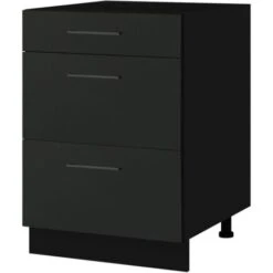 Casserolier Lovia Noir Mat L 60 Cm Type De Façade: Porte Avec Poignée Apparente