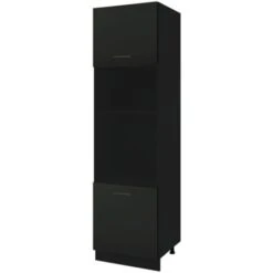 Colonne De Cuisine Pour Micro-onde Et Four Encastrable Lovia Noir Mat 2 Portes L 60 Cm Type De Façade: Porte Avec Poignée Apparente