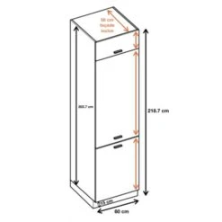 Colonne De Cuisine Pour Réfrigérateur Encastrable Lovia Noir Mat 3 Portes L 60 Cm Type De Façade: Porte Avec Poignée Apparente -VIDAXL || Bosch || Whirlpool Soldes 56840243 2