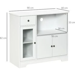 HOMCOM Meuble Micro-ondes Pour Cuisine - Tiroir, 3 Portes, Niche - Dim. 90L X 40l X 82H Cm - MDF Blanc 9 HOMCOM Meuble Micro-ondes Pour Cuisine - Tiroir, 3 Portes, Niche - Dim. 90L X 40l X 82H Cm - MDF Blanc -VIDAXL || Bosch || Whirlpool Soldes 56841996 3