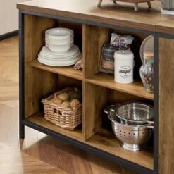 SoBuy KNL01-F Placard De Cuisine Buffet De Rangement Armoire De Cuisine Multi-rangements Avec 2 Portes, 4 Cubes Compartiments -VIDAXL || Bosch || Whirlpool Soldes 57162535 4