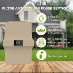 FILTRE ANTI-ODEURS AU CHARBON ACTIF POUR FOSSE SEPTIQUE, TOUTES EAUX, SANIFILTRE Ø 100 MM, COLORIS SABLE -VIDAXL || Bosch || Whirlpool Soldes 57594030 3