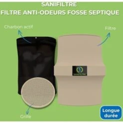 FILTRE ANTI-ODEURS AU CHARBON ACTIF POUR FOSSE SEPTIQUE, TOUTES EAUX, SANIFILTRE Ø 100 MM, COLORIS SABLE -VIDAXL || Bosch || Whirlpool Soldes 57594030 4