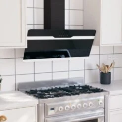 Hotte Murale 90 Cm Acier Et Verre Trempé Noir VidaXL -VIDAXL || Bosch || Whirlpool Soldes 58673975 2