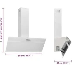 Hotte Murale 90 Cm Acier Et Verre Trempé Blanc VidaXL -VIDAXL || Bosch || Whirlpool Soldes 58673976 3