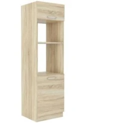 Meuble Colonne Four 2 Portes Battantes - Décor Chene Sonoma - L 60 X P 57 X H 210 Cm - LASSEN