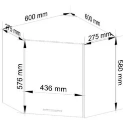 Armoire De Cuisine AKORD D'angle W60 Accr. Au Mur OLIWIA Modulable, Blanc 60 Cm 1 Porte Façade Blanche 2 étagères 60x30x58 Cm -VIDAXL || Bosch || Whirlpool Soldes 60055273 3