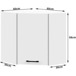 Armoire De Cuisine AKORD D'angle W60 Accr. Au Mur OLIWIA Modulable, Blanc 60 Cm 1 Porte Façade Blanche 2 étagères 60x30x58 Cm -VIDAXL || Bosch || Whirlpool Soldes 60055273 4
