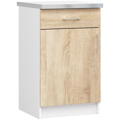 Meuble De Cuisine Bas AKORD S50, LIMA Modulable Blanc 50 Cm 1 Porte 1 Tiroir Façade Chêne Sonoma 2 étagères 50x44,5x82 Cm 3 Meuble De Cuisine Bas AKORD S50, LIMA Modulable Blanc 50 Cm 1 Porte 1 Tiroir Façade Chêne Sonoma 2 étagères 50x44,5x82 Cm