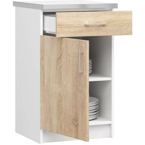 Meuble De Cuisine Bas AKORD S50, LIMA Modulable Blanc 50 Cm 1 Porte 1 Tiroir Façade Chêne Sonoma 2 étagères 50x44,5x82 Cm 4 Meuble De Cuisine Bas AKORD S50, LIMA Modulable Blanc 50 Cm 1 Porte 1 Tiroir Façade Chêne Sonoma 2 étagères 50x44,5x82 Cm – Image 2