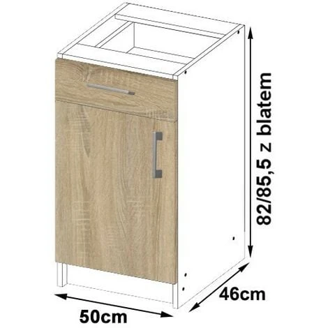 Meuble De Cuisine Bas AKORD S50, LIMA Modulable Blanc 50 Cm 1 Porte 1 Tiroir Façade Chêne Sonoma 2 étagères 50x44,5x82 Cm 6 Meuble De Cuisine Bas AKORD S50, LIMA Modulable Blanc 50 Cm 1 Porte 1 Tiroir Façade Chêne Sonoma 2 étagères 50x44,5x82 Cm – Image 4