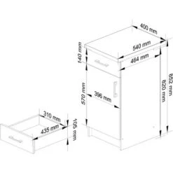 Meuble De Cuisine Bas AKORD S40, LIMA Modulable Blanc 40 Cm 1 Porte 1 Tiroir Façade Chêne Sonoma 2 étagères 40x44,5x82 Cm -VIDAXL || Bosch || Whirlpool Soldes 60055301 3