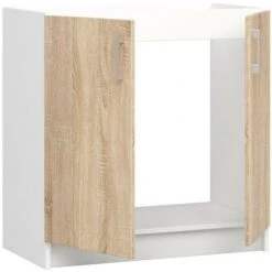 Meuble De Cuisine Bas AKORD S80 Pour évier, LIMA Modulable Blanc 80 Cm 2 Portes Couleur Chêne Sonoma 1 étagère 80x44,5x82 Cm -VIDAXL || Bosch || Whirlpool Soldes 60055313 2