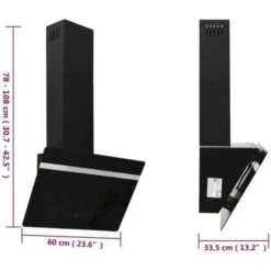 Hotte Murale 60 Cm Acier Et Verre Trempé Noir VidaXL -VIDAXL || Bosch || Whirlpool Soldes 60881627 3