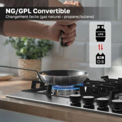 Plaque De Cuisson à Gaz 4 Foyers, Encastrable, Gaz Naturel/Propane, Acier Inoxydable, 8000W Thermomate GHSS604 -VIDAXL || Bosch || Whirlpool Soldes 61062935 3