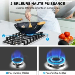 Plaque De Cuisson à Gaz à 2 Brûleurs Encastrable De 30 Cm, Table De Cuisson à Gaz En Acier Inoxydable, Cuisinière Avec FFD Et Supports De Casseroles En Fonte [Classe énergétique A+] Thermomate GHSS302 -VIDAXL || Bosch || Whirlpool Soldes 61062941 3