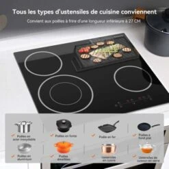 Table De Cuisson Vitrocéramique 4 Foyers 6700W Encastrable Plaque Vitrocéramique Intégré, Commande Tactile, Verrou Pour Enfants Thermomate CHTB604 9 Table De Cuisson Vitrocéramique 4 Foyers 6700W Encastrable Plaque Vitrocéramique Intégré, Commande Tactile, Verrou Pour Enfants Thermomate CHTB604 -VIDAXL || Bosch || Whirlpool Soldes 61062942 3