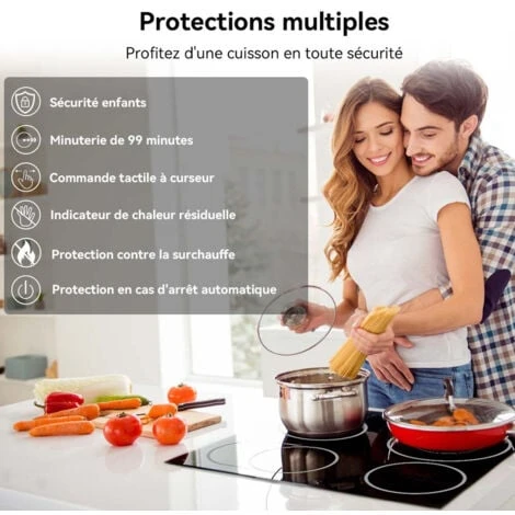 Table De Cuisson Vitrocéramique 4 Foyers 6700W Encastrable Plaque Vitrocéramique Intégré, Commande Tactile, Verrou Pour Enfants Thermomate CHTB604 6 Table De Cuisson Vitrocéramique 4 Foyers 6700W Encastrable Plaque Vitrocéramique Intégré, Commande Tactile, Verrou Pour Enfants Thermomate CHTB604 – Image 4