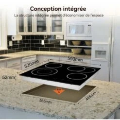 Table De Cuisson Vitrocéramique 4 Foyers 6700W Encastrable Plaque Vitrocéramique Intégré, Commande Tactile, Verrou Pour Enfants Thermomate CHTB604 11 Table De Cuisson Vitrocéramique 4 Foyers 6700W Encastrable Plaque Vitrocéramique Intégré, Commande Tactile, Verrou Pour Enfants Thermomate CHTB604 -VIDAXL || Bosch || Whirlpool Soldes 61062942 5