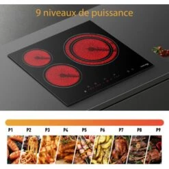 Table De Cuisson Vitrocéramique 3 Foyers, 5400W Plaque De Cuisson électrique, 60cm Double Zone De Cuisson, Gasland Chef CH603BF -VIDAXL || Bosch || Whirlpool Soldes 61088666 3