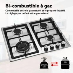 Plaque De Cuisson Gaz Encastrable Inox 4 Feux, Plaque De Cuisson Gaz Encastrable Gaz Autosuffisante, Gaz Naturel/GPL, Gasland Chef GH60SF -VIDAXL || Bosch || Whirlpool Soldes 61088669 4