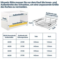 EINFEBEN 2x 50cm Tiroir De Cuisine Placard Coulissant Tiroir Télescopique Cuisine étagère Panier Coulissant -VIDAXL || Bosch || Whirlpool Soldes 63580119 3