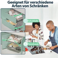 EINFEBEN 2x 50cm Tiroir De Cuisine Placard Coulissant Tiroir Télescopique Cuisine étagère Panier Coulissant -VIDAXL || Bosch || Whirlpool Soldes 63580119 4