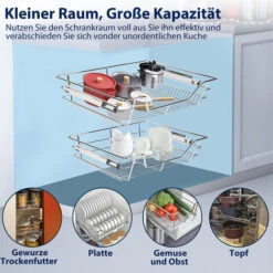 EINFEBEN 2x 50cm Tiroir De Cuisine Placard Coulissant Tiroir Télescopique Cuisine étagère Panier Coulissant -VIDAXL || Bosch || Whirlpool Soldes 63580119 5