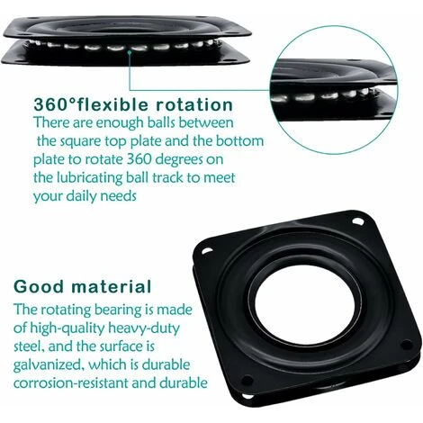 DENUOTOP 4 Pièces Lazy Plaque Pivotante Métal Plateau Tournant Support Rotatif à 360 Degrés, Pivotante à Roulement à Billes Porteurs Pour Table Chaise Télévision Canapé Chaise 5 DENUOTOP 4 Pièces Lazy Plaque Pivotante Métal Plateau Tournant Support Rotatif à 360 Degrés, Pivotante à Roulement à Billes Porteurs Pour Table Chaise Télévision Canapé Chaise – Image 3