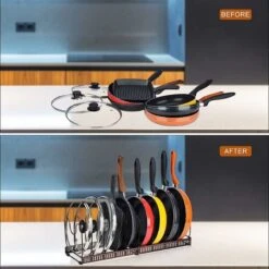 Toplife Porte-casseroles, Porte-casseroles Support En Acier Inoxydable Rangement Cuisine Avec 10 Compartiments Réglables Parfaite Pour Les Ustensiles De Cuisines Poêles, Casseroles, Couvercles -VIDAXL || Bosch || Whirlpool Soldes 63781971 5