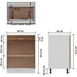 Armoire De Plancher à Tiroir Chêne Marron 60x46x81,5 Cm VidaXL -VIDAXL || Bosch || Whirlpool Soldes 63964675 3