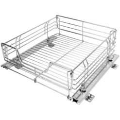 WENKO Tiroir Coulissant Cuisine Pour Placard, Aménagement Intérieur Placard, Midi, Acier, 51x18,5x40 Cm Cm, Chromé