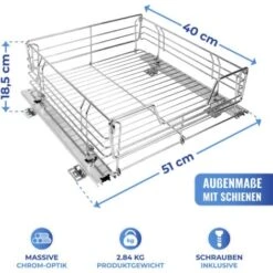 WENKO Tiroir Coulissant Cuisine Pour Placard, Aménagement Intérieur Placard, Midi, Acier, 51x18,5x40 Cm Cm, Chromé -VIDAXL || Bosch || Whirlpool Soldes 6578866 3