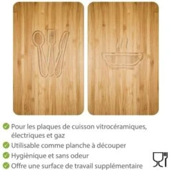 WENKO Protection Plaque De Cuisson, Couvre Plaque De Cuisson En Verre Lunch, Lot De 2, Verre Trempé, 30x52 Cm, Multicolore -VIDAXL || Bosch || Whirlpool Soldes 6579743 4