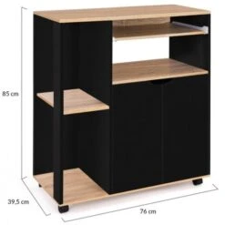 Desserte De Cuisine COSI Bois Noir Et Plateaux Façon Hêtre L.76 CM -VIDAXL || Bosch || Whirlpool Soldes 66346618 5