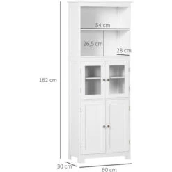 HOMCOM Armoire De Cuisine Multi-rangements 4 Portes Avec étagères 2 Niches Grand Plateau MDF Blanc -VIDAXL || Bosch || Whirlpool Soldes 67360730 3