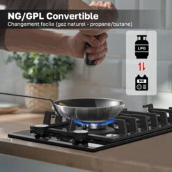 Plaque De Cuisson à Gaz 2 Foyers, Encastrable, Gaz Naturel/Propane, Verre Noir, 4200W Thermomate GHBG302 -VIDAXL || Bosch || Whirlpool Soldes 67385252 3