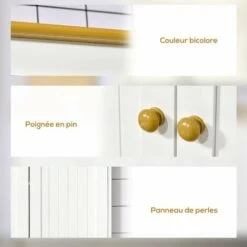 HOMCOM Armoire De Cuisine Contemporaine Multi-rangement 4 Portes 6 étagères Dim. 61L X 30,5l X 183H Cm Bois Pin MDF Blanc -VIDAXL || Bosch || Whirlpool Soldes 67697373 5