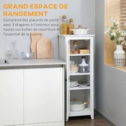 HOMCOM Armoire De Cuisine Style Campagne Chic 1 Porte 3 étagères Réglables - Dim. 43L X 40l X 121H Cm - MDF Blanc -VIDAXL || Bosch || Whirlpool Soldes 71059950 5