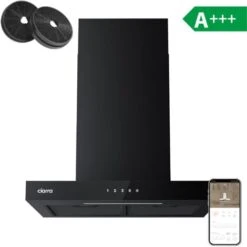 CIARRA CD6102B Hotte Murale Tactile 60cm 650m3/h 4 Vitesses Booster Eclairage Dimmable LED Affichage Noir