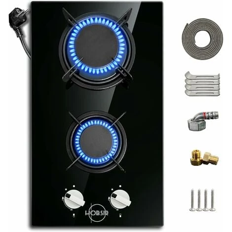 Hobsir Plaque Gaz 2 Feux, Plaque De Cuisson Gaz 30cm, Table De Cuisson Gaz Encastrable, Plaque Cuisson Gaz Convient Pour Le LPG Et Le NG, Avec Prise, Bouton De Commande, Facile à Nettoyer, Verre Noir 3 Hobsir Plaque Gaz 2 Feux, Plaque De Cuisson Gaz 30cm, Table De Cuisson Gaz Encastrable, Plaque Cuisson Gaz Convient Pour Le LPG Et Le NG, Avec Prise, Bouton De Commande, Facile à Nettoyer, Verre Noir