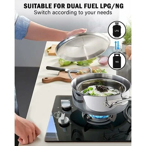 Hobsir Plaque Gaz 2 Feux, Plaque De Cuisson Gaz 30cm, Table De Cuisson Gaz Encastrable, Plaque Cuisson Gaz Convient Pour Le LPG Et Le NG, Avec Prise, Bouton De Commande, Facile à Nettoyer, Verre Noir 5 Hobsir Plaque Gaz 2 Feux, Plaque De Cuisson Gaz 30cm, Table De Cuisson Gaz Encastrable, Plaque Cuisson Gaz Convient Pour Le LPG Et Le NG, Avec Prise, Bouton De Commande, Facile à Nettoyer, Verre Noir – Image 3