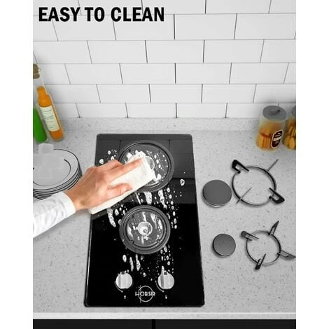 Hobsir Plaque Gaz 2 Feux, Plaque De Cuisson Gaz 30cm, Table De Cuisson Gaz Encastrable, Plaque Cuisson Gaz Convient Pour Le LPG Et Le NG, Avec Prise, Bouton De Commande, Facile à Nettoyer, Verre Noir 6 Hobsir Plaque Gaz 2 Feux, Plaque De Cuisson Gaz 30cm, Table De Cuisson Gaz Encastrable, Plaque Cuisson Gaz Convient Pour Le LPG Et Le NG, Avec Prise, Bouton De Commande, Facile à Nettoyer, Verre Noir – Image 4