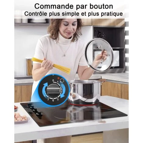 Hobsir Plaque Vitrocéramique 6000W, Plaque De Cuisson Vitroceramique 4 Feux, 9 Niveaux De Puissance, 4 Zones De Cuisson, Surface En Verre Noir Poli 59 Cm, Bouton De Commande, Fil Dur, Pas De Prise 5 Hobsir Plaque Vitrocéramique 6000W, Plaque De Cuisson Vitroceramique 4 Feux, 9 Niveaux De Puissance, 4 Zones De Cuisson, Surface En Verre Noir Poli 59 Cm, Bouton De Commande, Fil Dur, Pas De Prise – Image 3