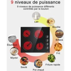 Hobsir Plaque Vitrocéramique 6000W, Plaque De Cuisson Vitroceramique 4 Feux, 9 Niveaux De Puissance, 4 Zones De Cuisson, Surface En Verre Noir Poli 59 Cm, Bouton De Commande, Fil Dur, Pas De Prise 10 Hobsir Plaque Vitrocéramique 6000W, Plaque De Cuisson Vitroceramique 4 Feux, 9 Niveaux De Puissance, 4 Zones De Cuisson, Surface En Verre Noir Poli 59 Cm, Bouton De Commande, Fil Dur, Pas De Prise -VIDAXL || Bosch || Whirlpool Soldes 71381802 4