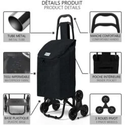 Chariot De Courses Pliable Monte Escalier Style Oxford Noir 9 Chariot De Courses Pliable Monte Escalier Style Oxford Noir -VIDAXL || Bosch || Whirlpool Soldes 72634948 3