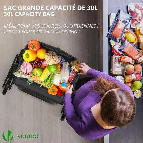 Chariot De Courses Pliable Monte Escalier Style Oxford Noir 6 Chariot De Courses Pliable Monte Escalier Style Oxford Noir – Image 4