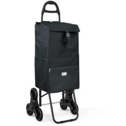 Chariot De Course Pliable Avec Sac Isotherme Monte Escalier Noir