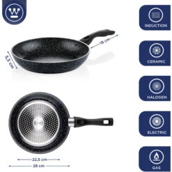 Westinghouse Westinghouse Poêle à Frire Ø28 Cm Noir Marbre -VIDAXL || Bosch || Whirlpool Soldes 73212943 5