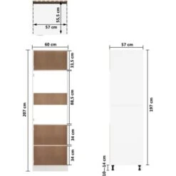 Armoire à Réfrigérateur Chêne Marron 60x57x207 Cm Bois VidaXL -VIDAXL || Bosch || Whirlpool Soldes 73264857 3